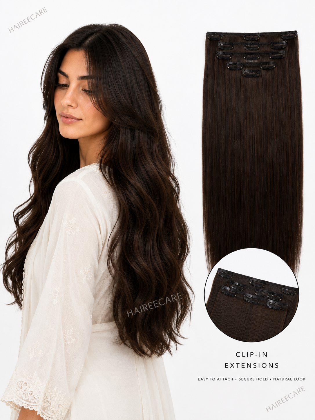 Clip-in hair extension set for instant volume - Hairee Pakistan