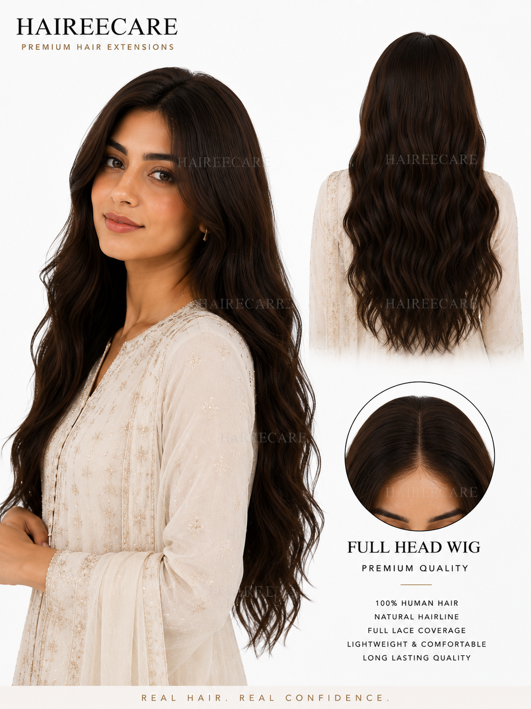 Full head human hair wig - natural volume and length - Hairee