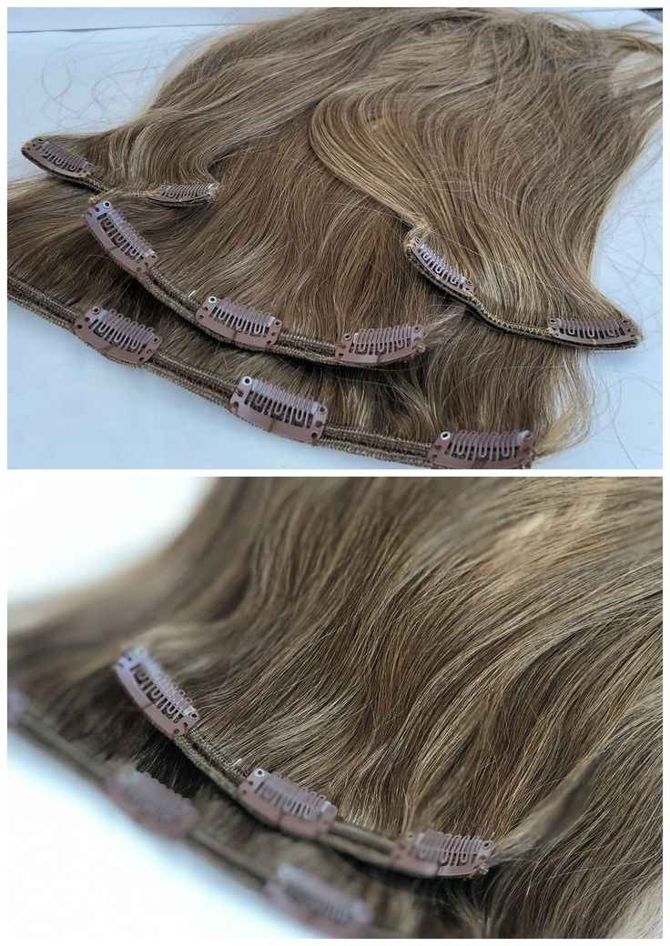 16 clip-ins set ASH GREEN STRAIGHT