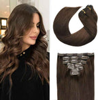 20 CLIPS IN SET MEDIUM DARK BROWN STRAIGHT