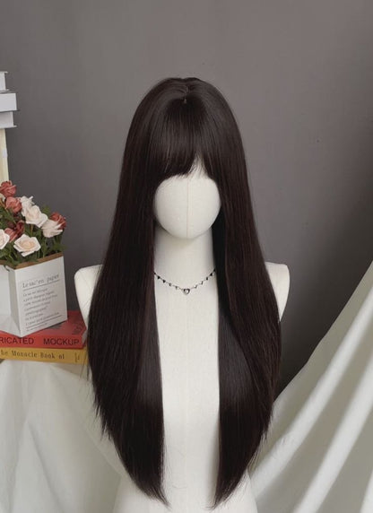 Front Bang Puff Full Head Wig Straight