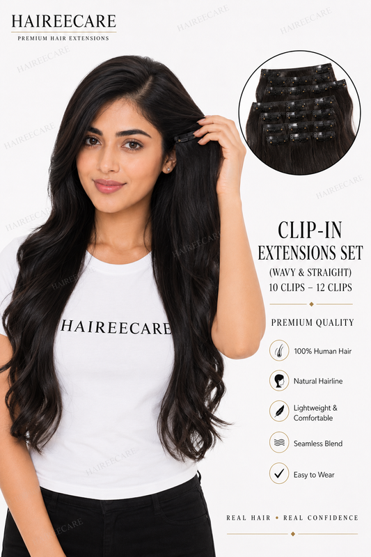  Clip-in hair extension set 10-12 clips wavy straight - Hairee