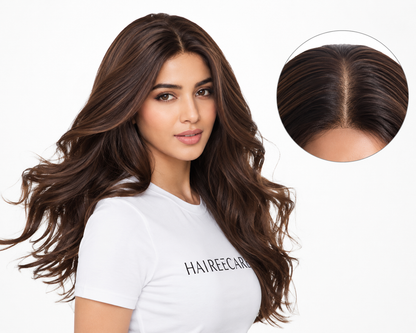  Wavy full head wig with natural center part hairline - Hairee