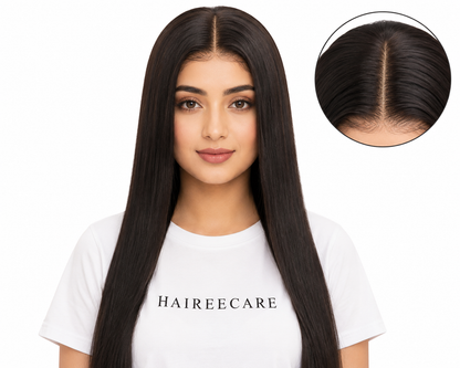  Straight full head wig with natural center part hairline - Hairee