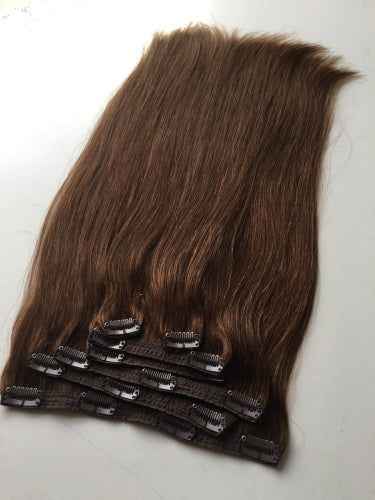 10 Clip-ons Set ASH BROWN STRAIGHT