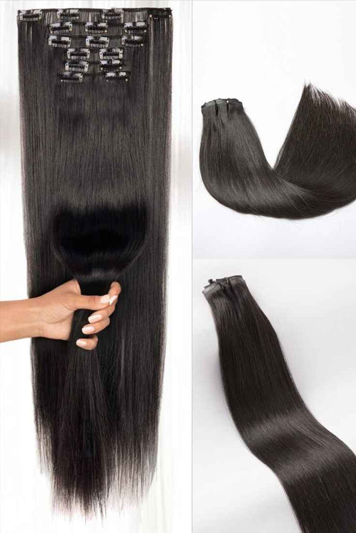 10 Clip-ons Set DARK BROWN STRAIGHT