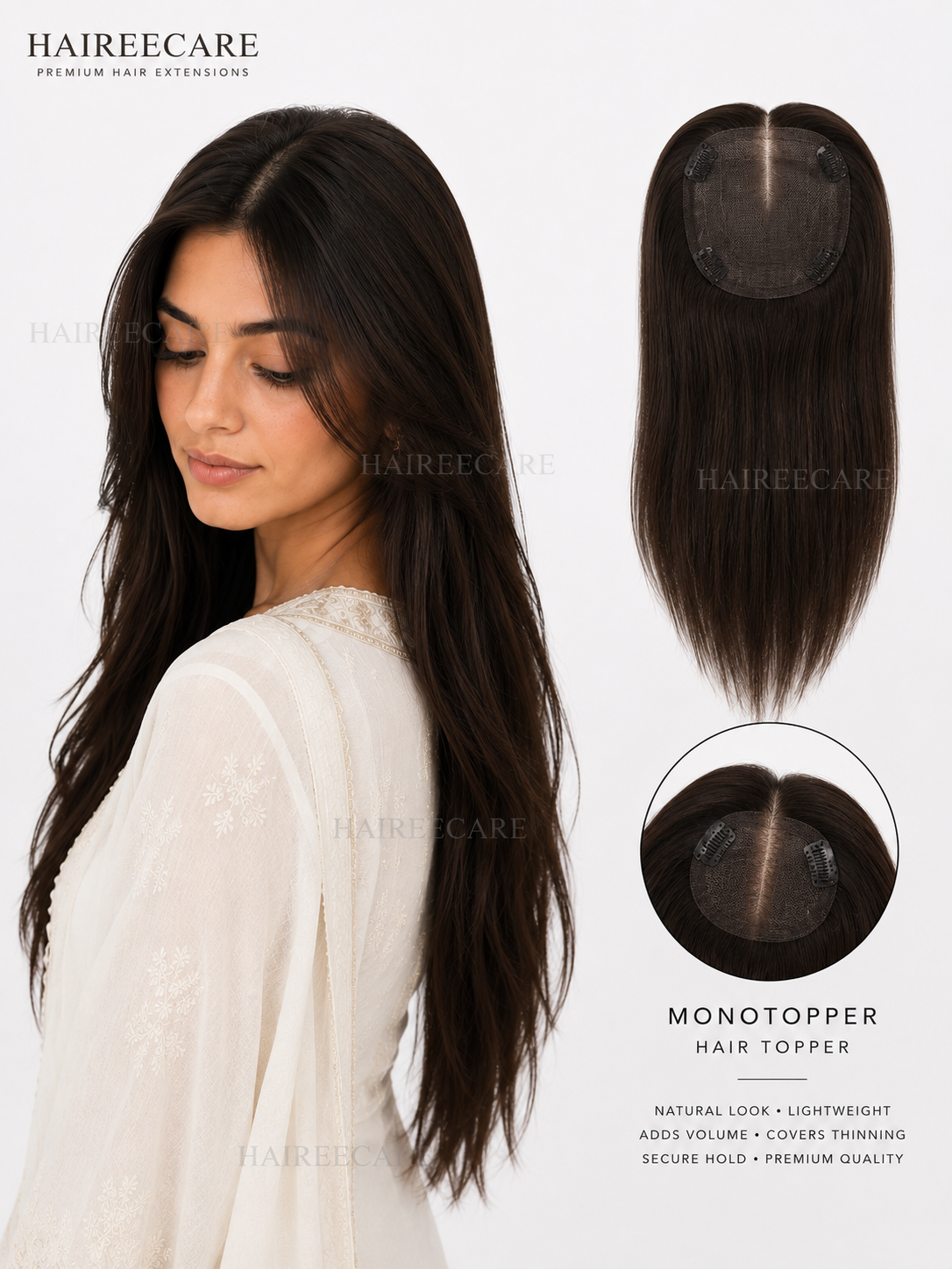 Mono hair topper for natural thinning hair coverage - Hairee