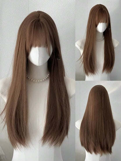 Front Bang Puff Full Head Wig Straight
