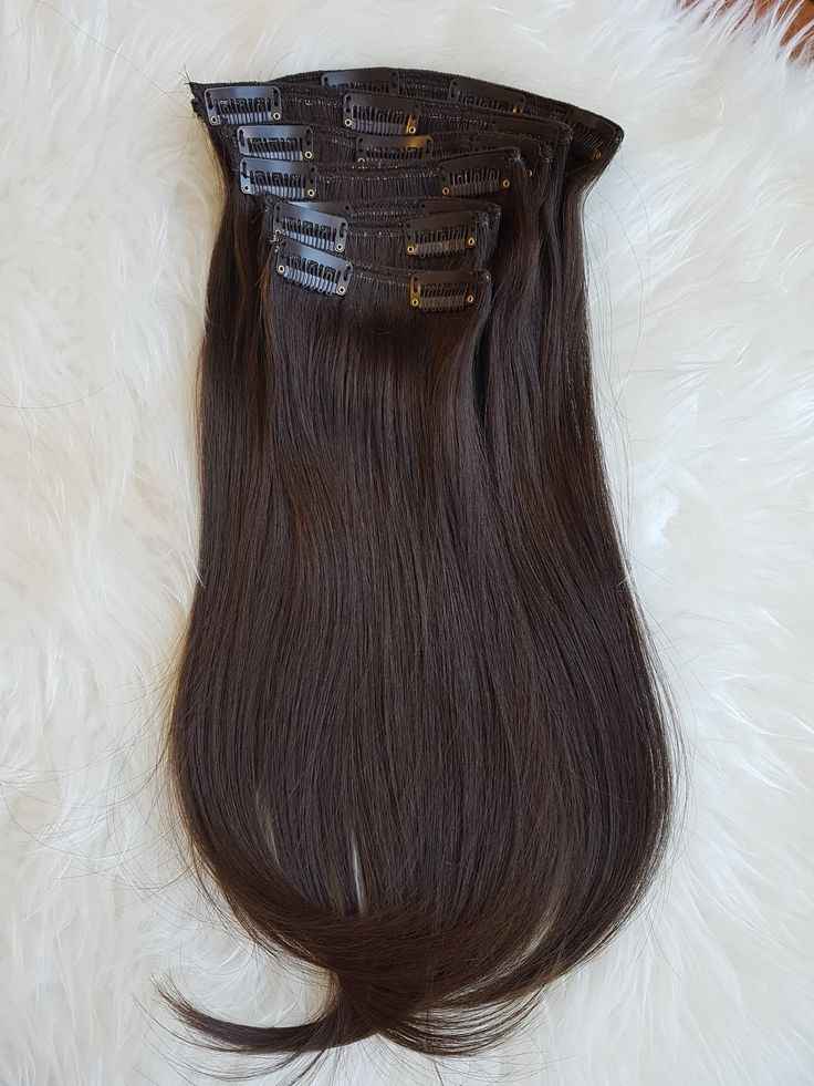 16 clip-ins set MEDIUM DARK BROWN STRAIGHT