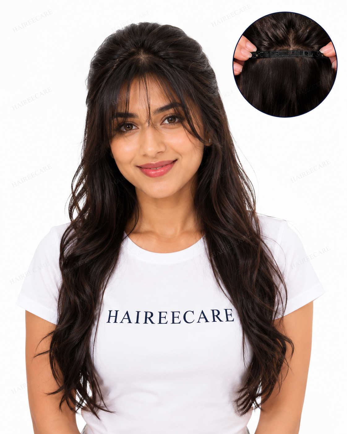 Wavy full head wig with front bang puff style - Hairee