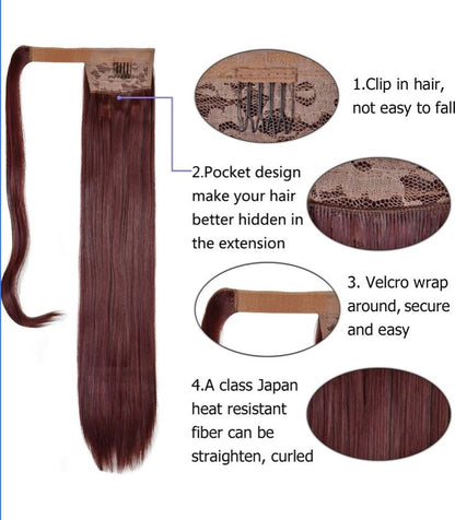 (Straight)  Wrap Ponytail Extension — Quick, Easy, Natural Look
