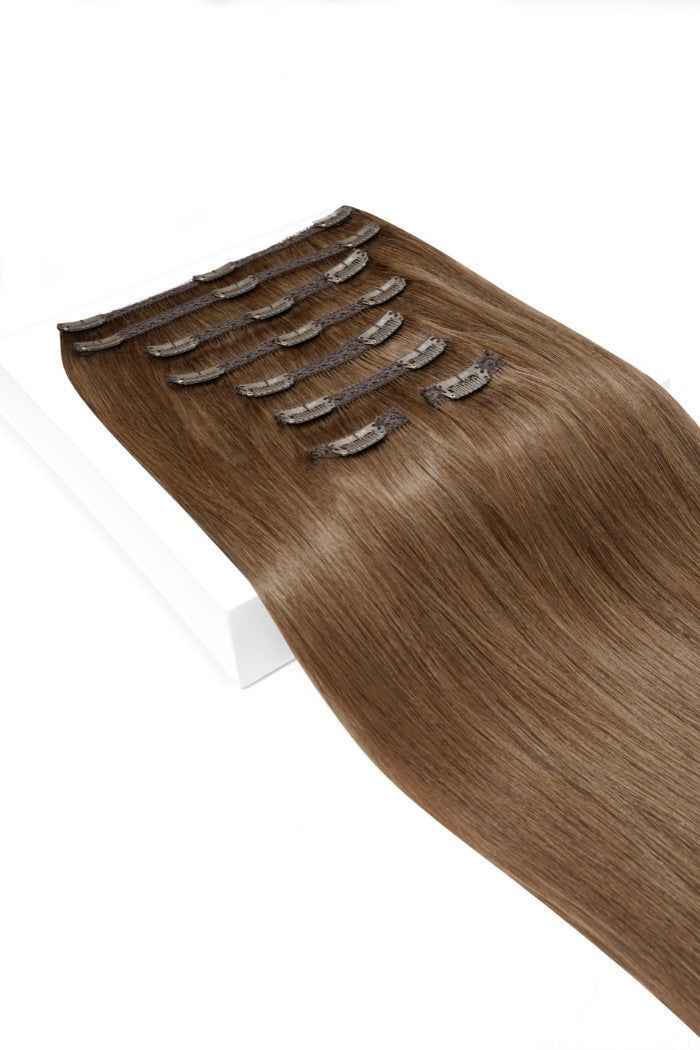 20 CLIPS IN SET MEDIUM BROWN STRAIGHT