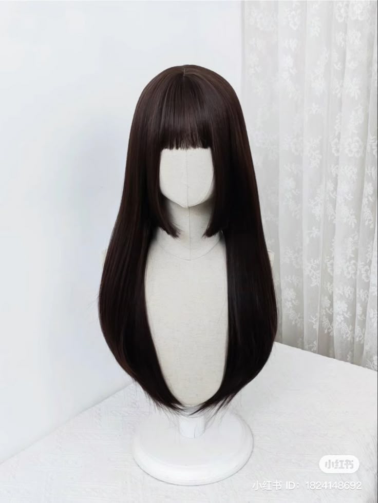 Front Bang Puff Full Head Wig Straight
