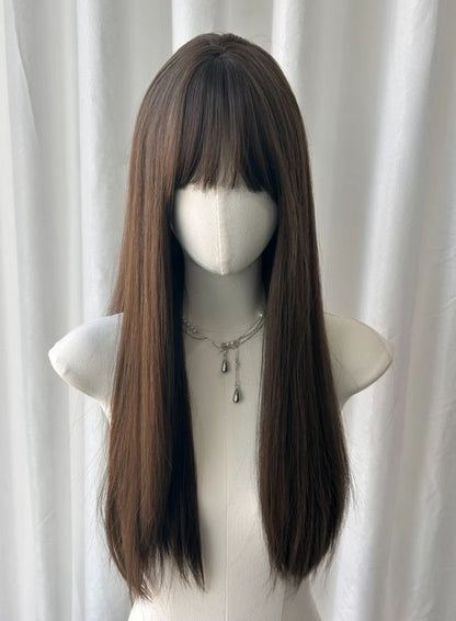 Front Bang Puff Full Head Wig Straight