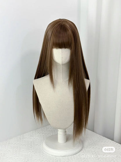 Front Bang Puff Full Head Wig Straight