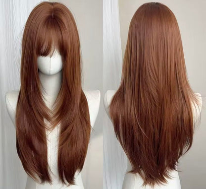 Front Bang Puff Full Head Wig Straight