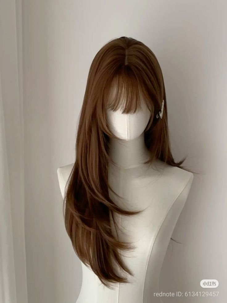Front Bang Puff Full Head Wig Straight