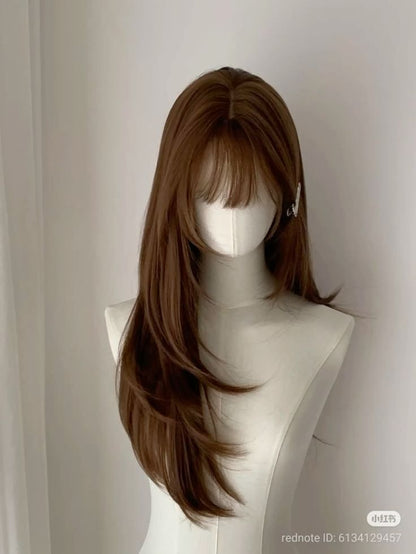 Front Bang Puff Full Head Wig Straight