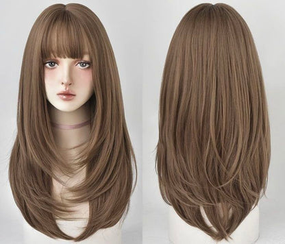 Front Bang Puff Full Head Wig Straight