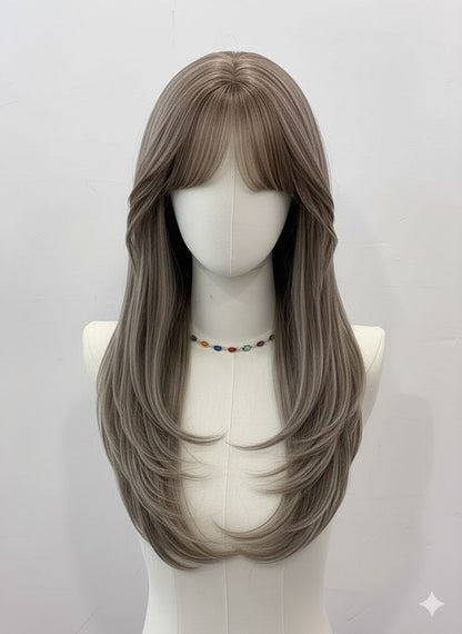Front Bang Puff Full Head Wig Straight