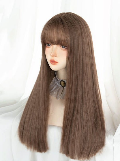 Front Bang Puff Full Head Wig Straight